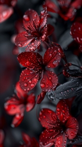 Radiant Red Flowers Adorned with Morning Dew