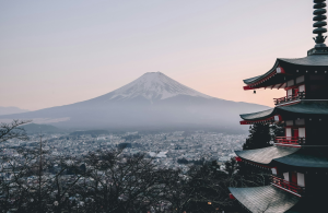 Serene Dawn at Chureito Pagoda with Mount Fuji View