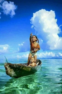 Serene Lake Adventure: Children's Playful Boating Journey Under the Azure Sky