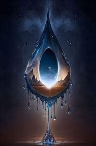Surreal Droplet Universe: An Artistic Representation of Celestial Bodies