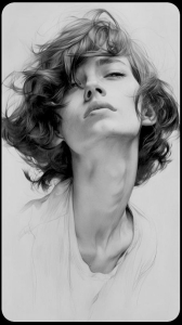 The Contemplative Curly-Haired Individual: A Study of Deep Thought