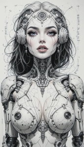 The Intersection of Beauty and Technology: A Futuristic Cyborg Portrait
