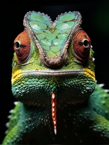The Intricate Beauty of a Chameleon: Detailed Close-Up