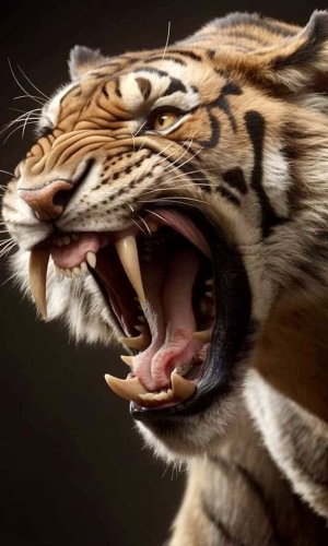 The Majestic Roar: Tiger Showcasing its Ferocious Teeth