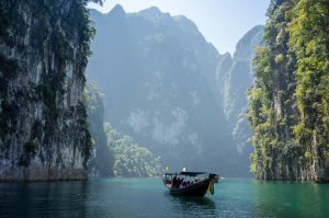 Tranquil Boat Journey in Thailand's Khlong Sok