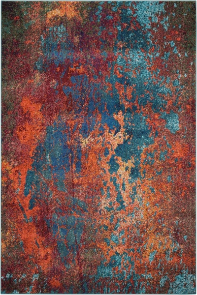 Vibrant Abstract Art: A Play of Reds, Oranges, and Blues