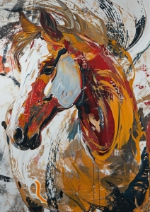Vibrant Abstract Horse Painting: An Explosion of Colors
