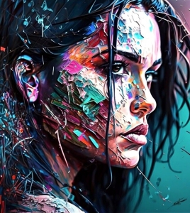 Vibrant Abstract Realism: A Stunning Artistic Representation of a Woman's Face