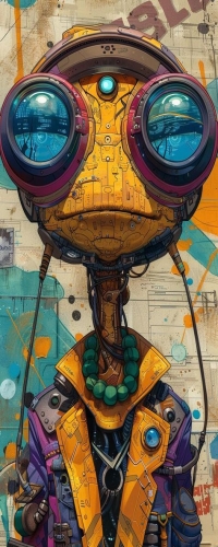 Vibrant Fusion of Art and Technology: A Stylized Robotic Character