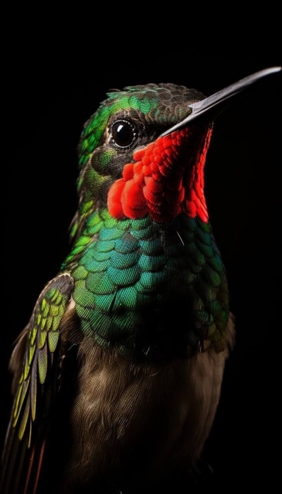Vibrant Hummingbird: A Symphony of Green and Red