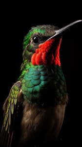 Vibrant Hummingbird: A Symphony of Green and Red