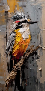 Vibrant Impressions: Artistic Bird Perched on a Branch