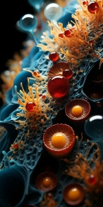 Vibrant Microcosm: Abstract Art Inspired by Cellular Structures
