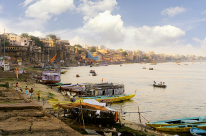 Vibrant Riverside Life in Varanasi, Uttar Pradesh: A Glimpse into Traditional Indian Rituals