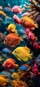 Vibrant Underwater Life: A Symphony of Colorful Fish and Corals