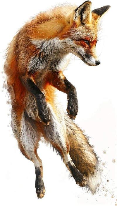 Vivid Display of a Leaping Fox in the Wild
