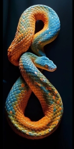 Vividly Colored Blue and Orange Snake: A Delicate Display of Nature's Art
