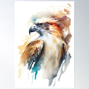 Watercolor Wonders: Majestic Raptor in a Colorful Display