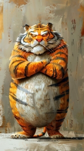 Whimsical Cartoon Tiger: A Playful Artistic Representation