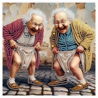 Whimsical Elderly Women Engaging in Puzzle Games