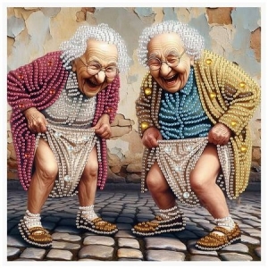 Whimsical Elderly Women Engaging in Puzzle Games