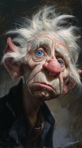 Whimsical Humanoid Character with Exaggerated Features: A Unique Artistic Depiction